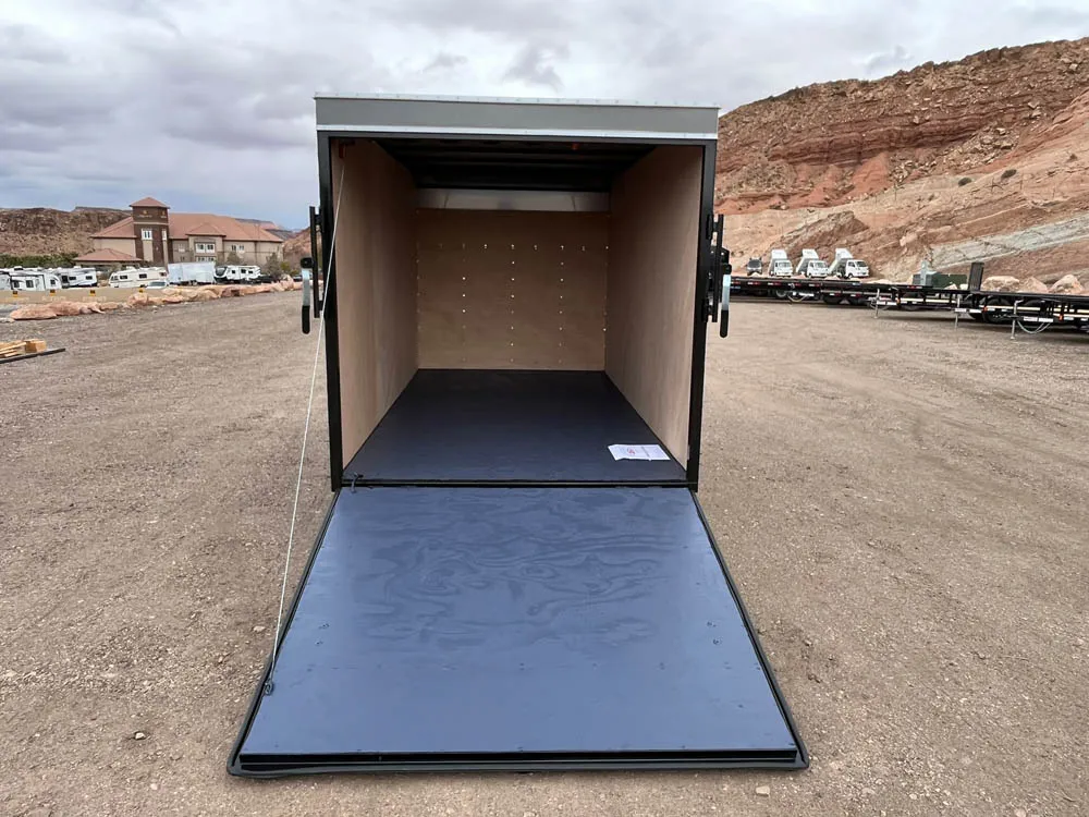 6 x 12 Carson Cargo Trailer Single Ramp Door Gray Rear Ramp