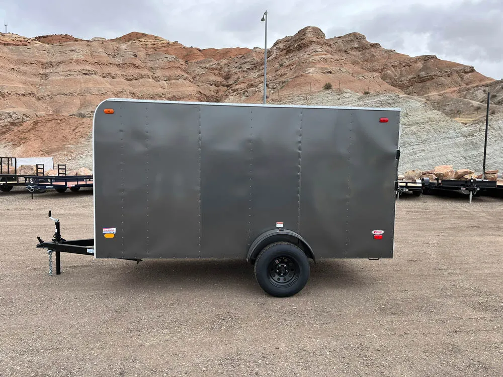 6 x 12 Carson Cargo Trailer Single Ramp Door Gray Left Side