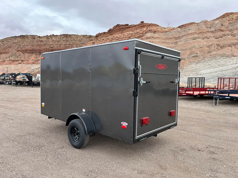 6 x 12 Carson Cargo Trailer Single Ramp Door Gray Back Left