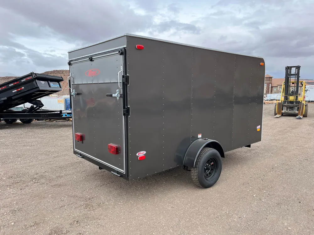 6 x 12 Carson Cargo Trailer Single Ramp Door Gray Back Right