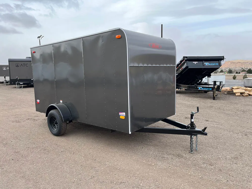 6 x 12 Carson Cargo Trailer Single Ramp Door Gray Front Right