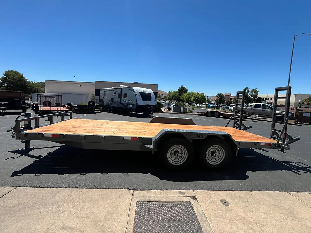 7 x 20 GMS Flat Bed Trailer 14K Tandem Gray left side