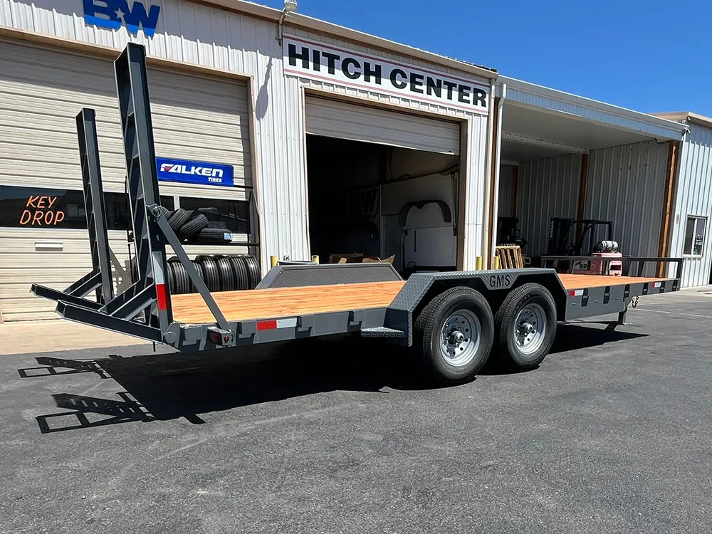 7 x 20 GMS Flat Bed Trailer 14K Tandem Gray right rear