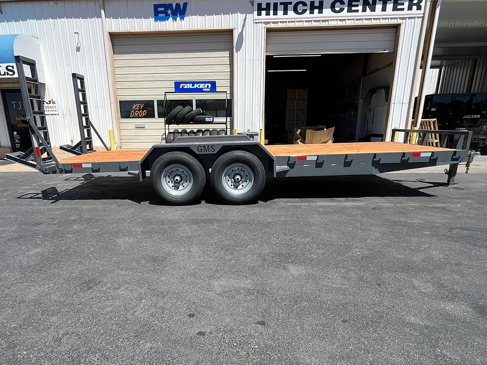 7 x 20 GMS Flat Bed Trailer 14K Tandem Gray right side