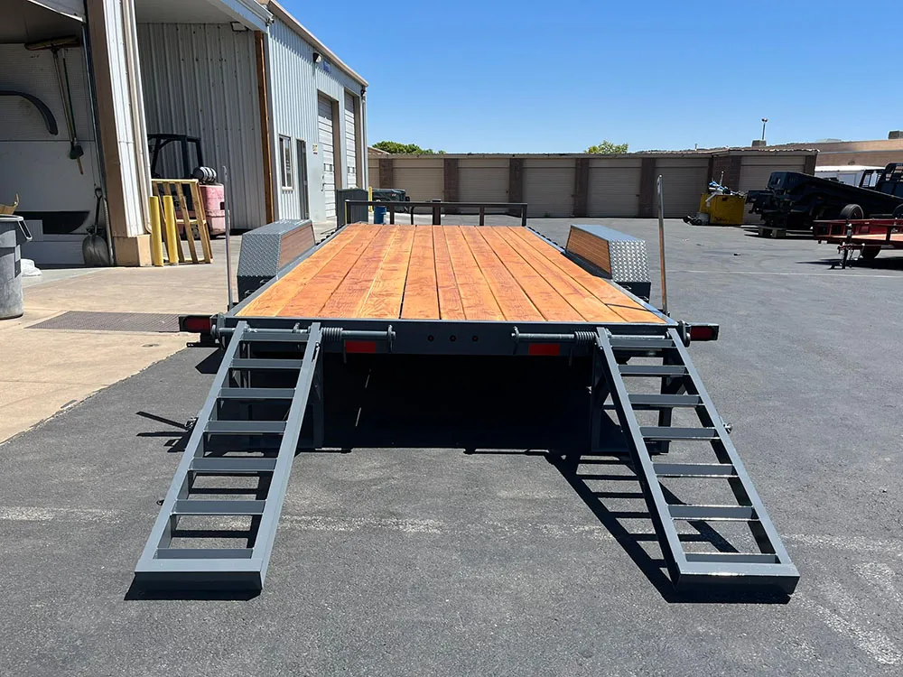7 x 20 GMS Flat Bed Trailer 14K Tandem Gray rear ramps