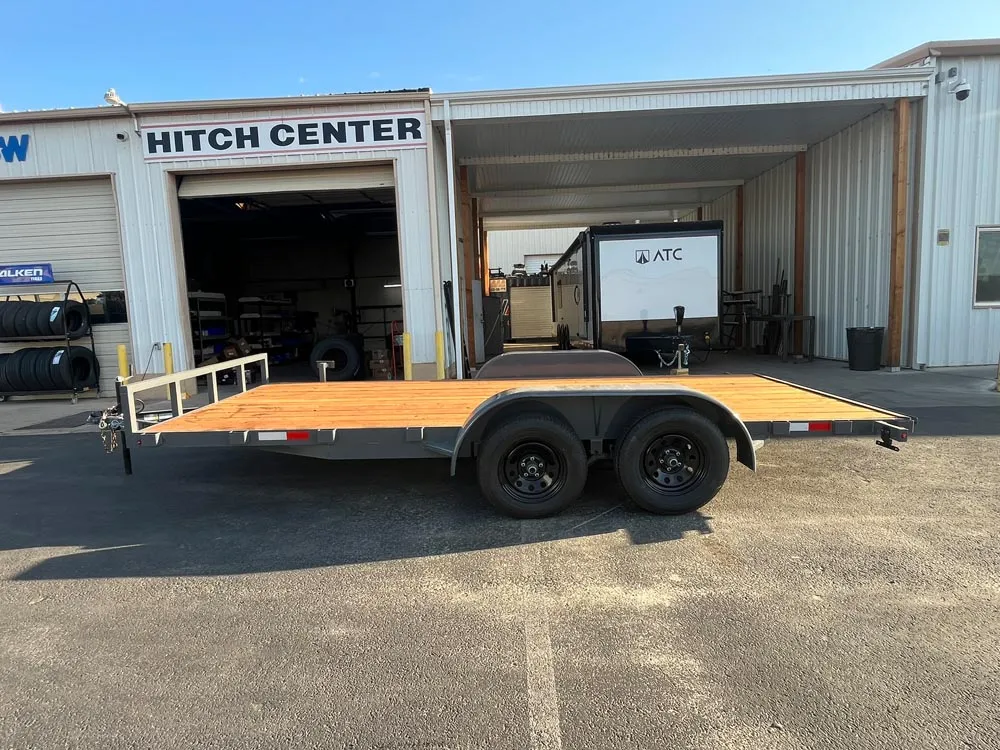 7 x 16 GMS Flat Bed Trailer 7K Tandem Gray left side