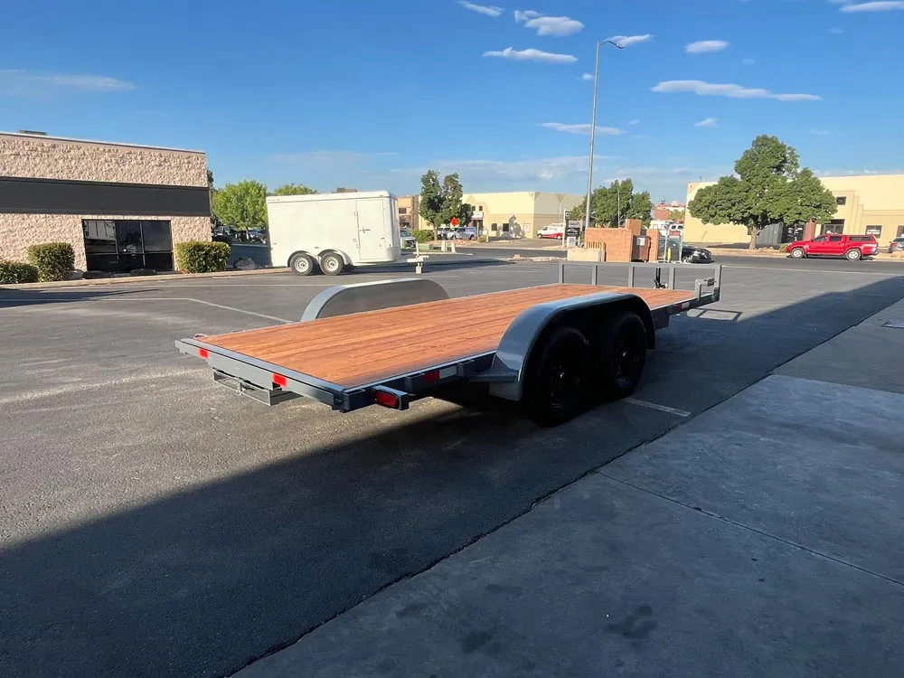 7 x 16 GMS Flat Bed Trailer 7K Tandem Gray right rear