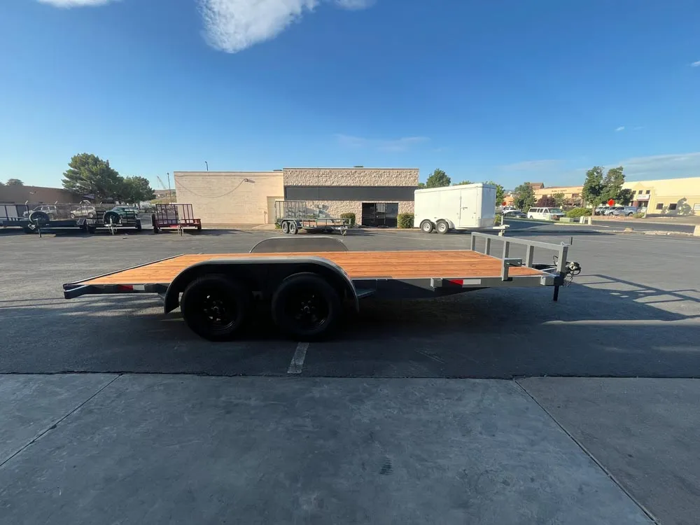 7 x 16 GMS Flat Bed Trailer 7K Tandem Gray right side