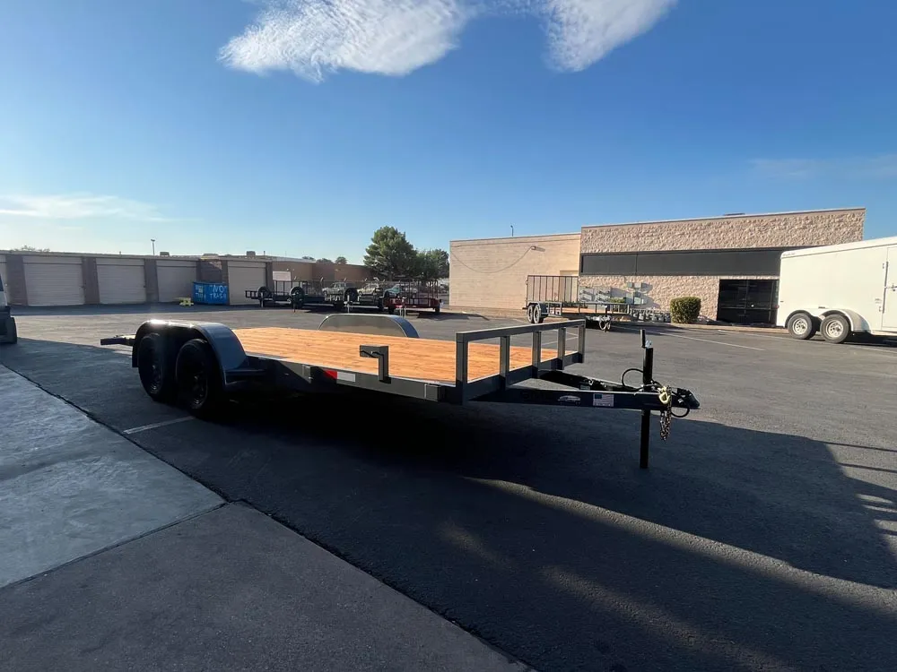 7 x 16 GMS Flat Bed Trailer 7K Tandem Gray right front