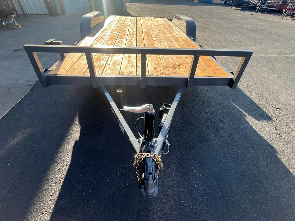7 x 16 GMS Flat Bed Trailer 7K Tandem Gray front