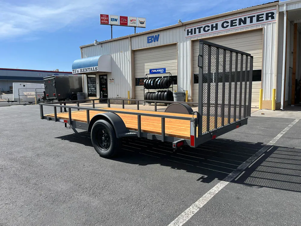 7 x 14 GMS Utility Trailer Single Gray left rear