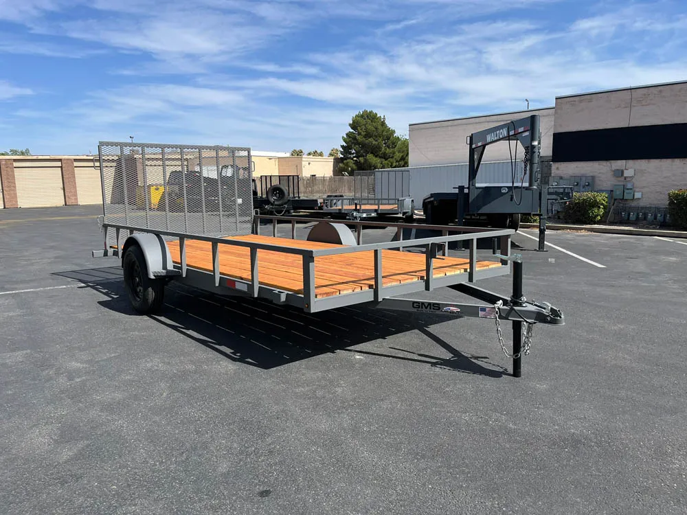7 x 14 GMS Utility Trailer Single Gray right front