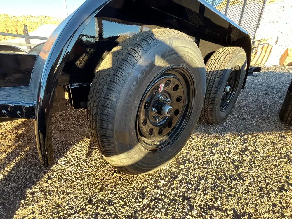 7 x 14 GMS Utility Trailer Tandem Black wheels and tires