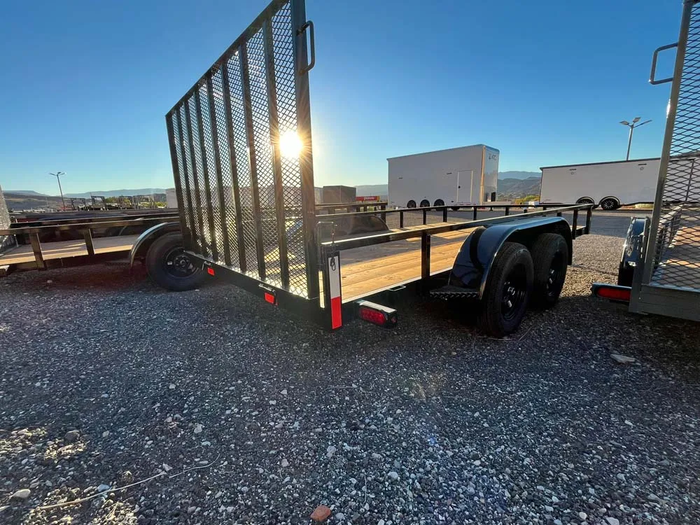 7 x 14 GMS Utility Trailer Tandem Black right rear