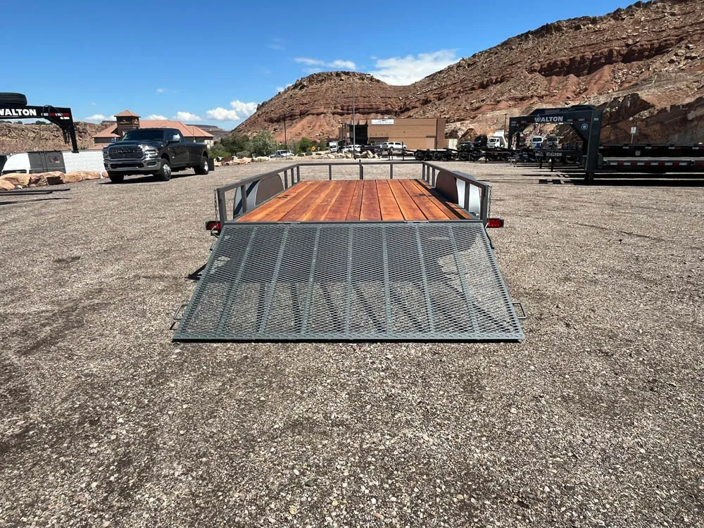 7 x 14 GMS Utility Trailer Tandem Gray rear ramp