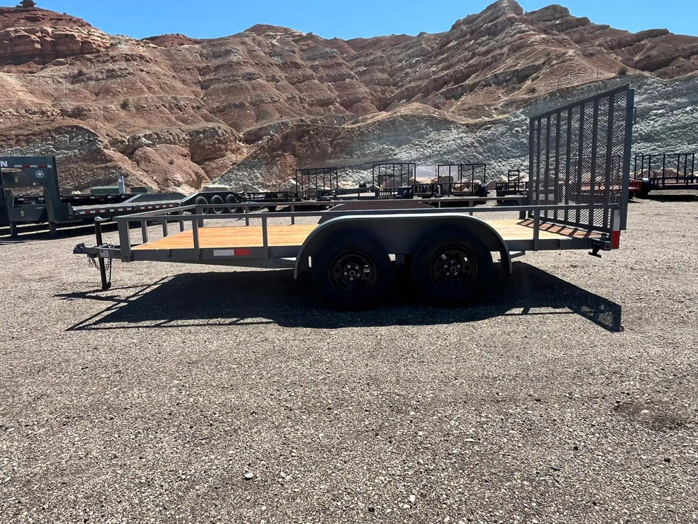 7 x 14 GMS Utility Trailer Tandem Gray left side