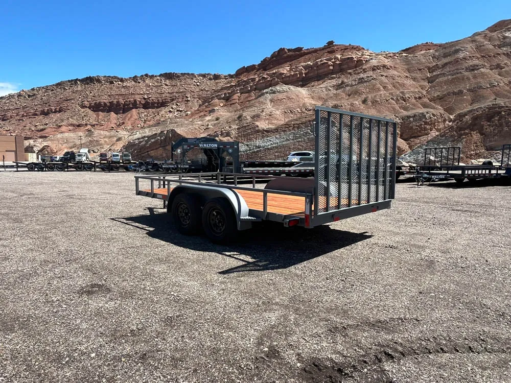 7 x 14 GMS Utility Trailer Tandem Gray left rear