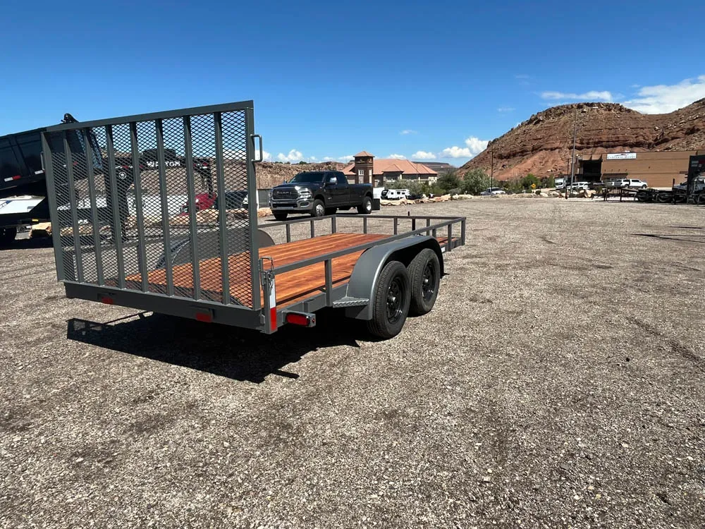 7 x 14 GMS Utility Trailer Tandem Gray right rear