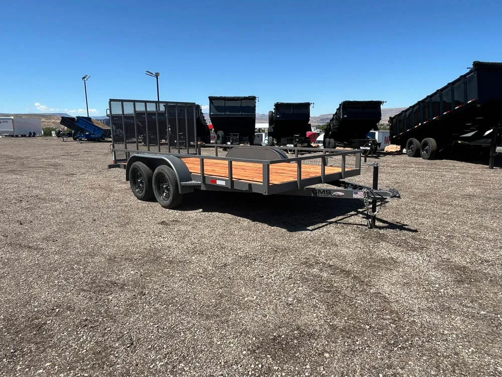 7 x 14 GMS Utility Trailer Tandem Gray front right