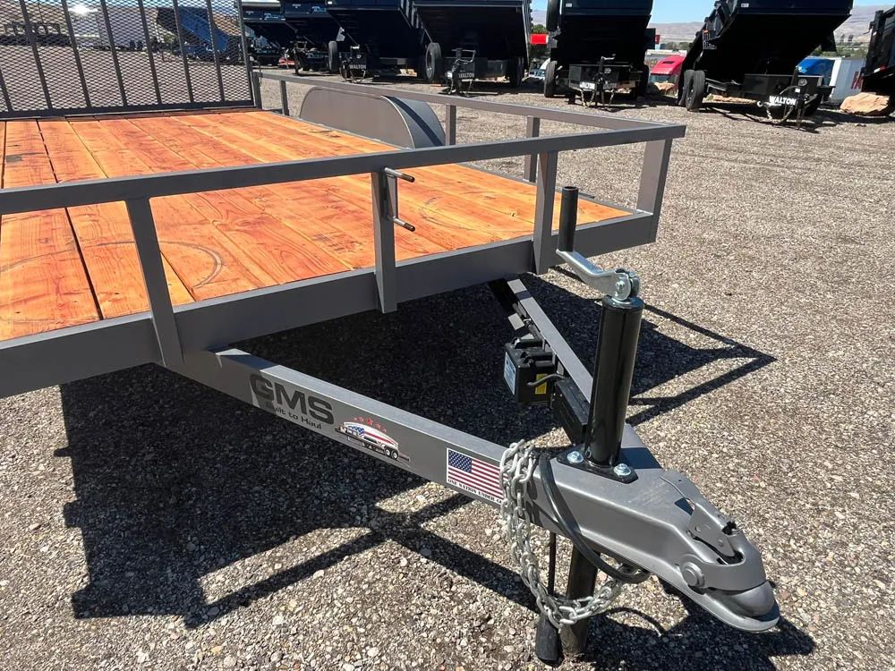7 x 14 GMS Utility Trailer Tandem Gray tongue