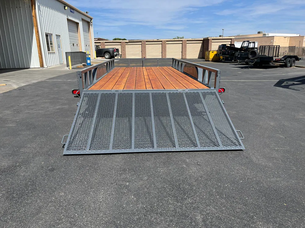 7 x 16 GMS Utility Trailer Tandem Gray rear ramp