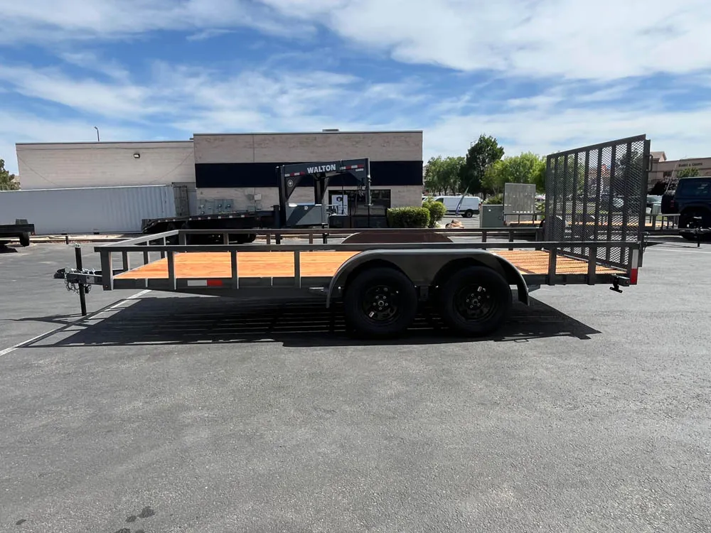 7 x 16 GMS Utility Trailer Tandem Gray left side