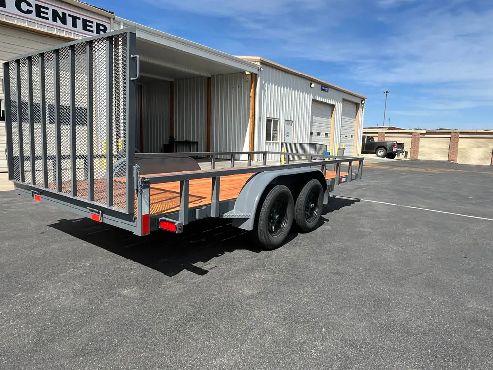 7 x 16 GMS Utility Trailer Tandem Gray right rear