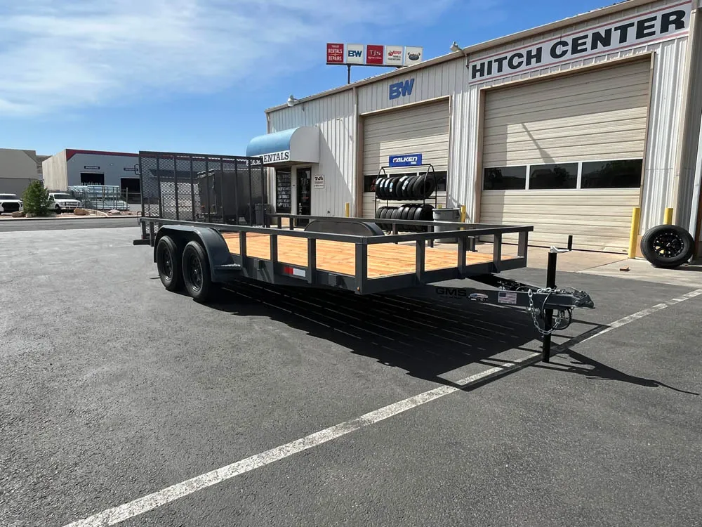 7 x 16 GMS Utility Trailer Tandem Gray front right