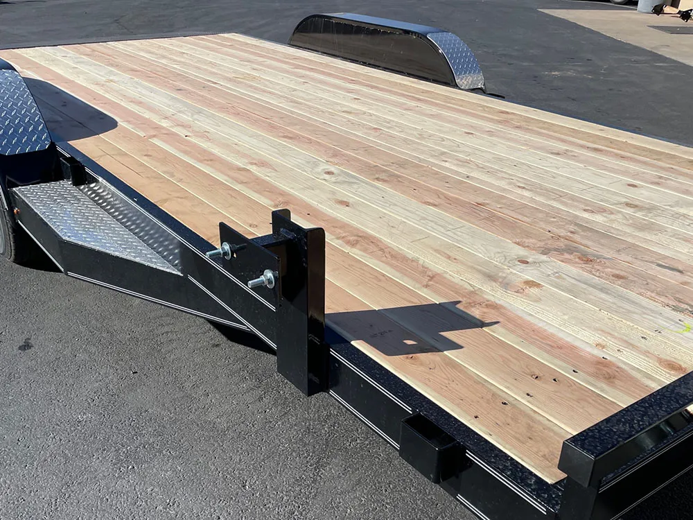 7 x 18 Innovative Flat Bed Trailer 7K Tandem Dovetail spare tire mount