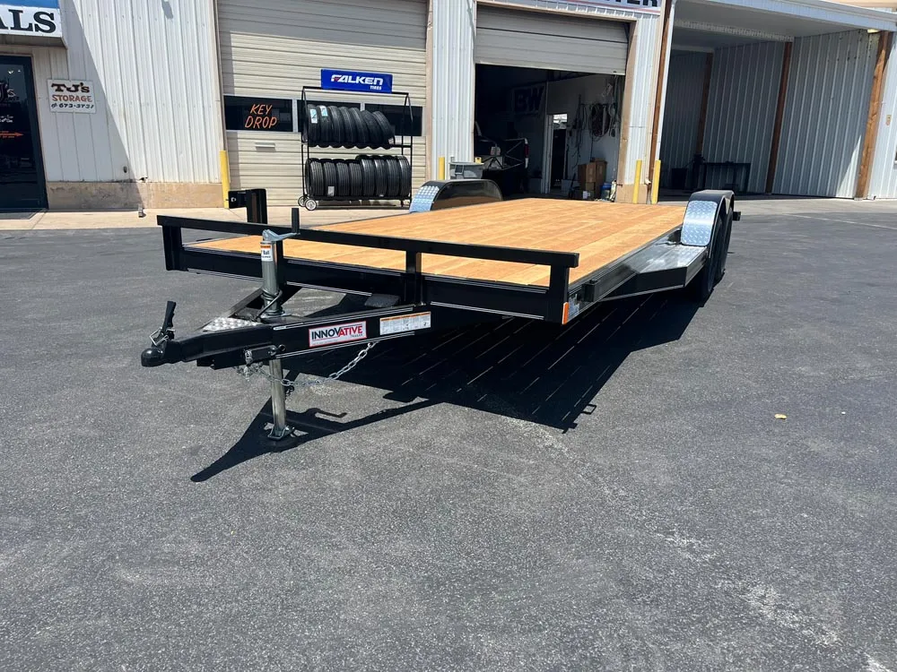 7 x 20 Innovative Flat Bed Trailer 7K Tandem Dovetail front left