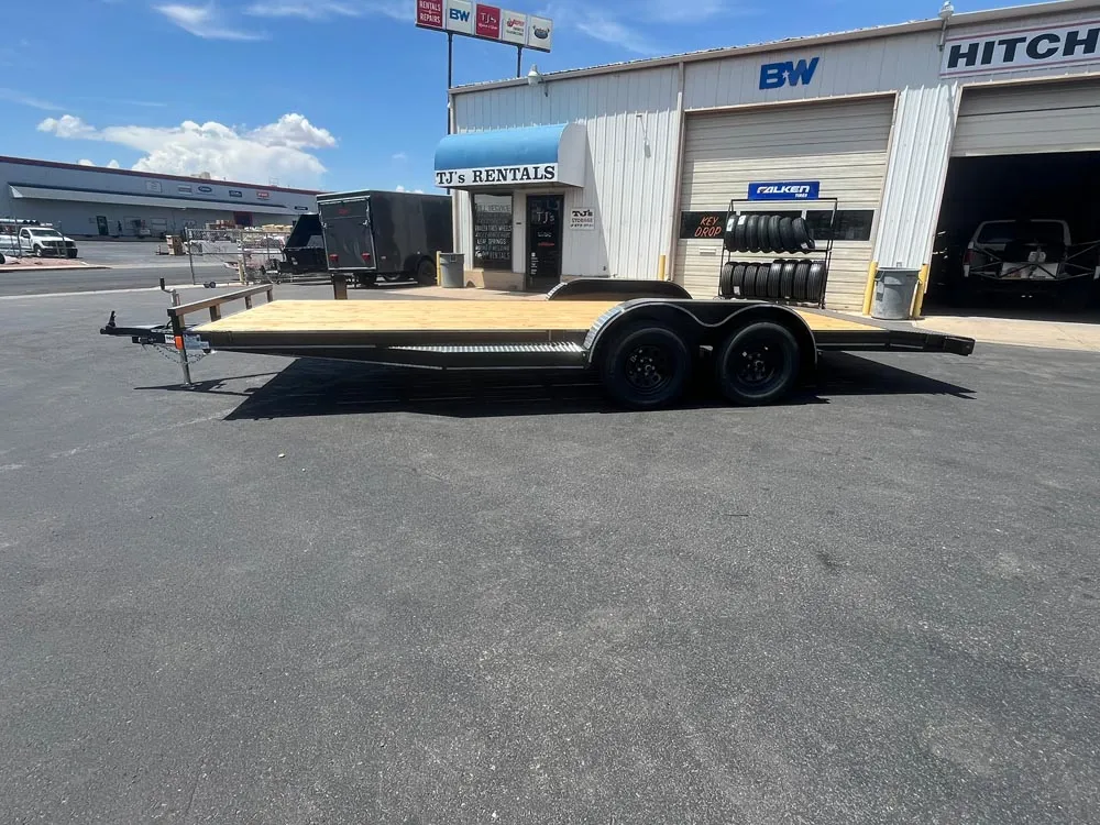 7 x 20 Innovative Flat Bed Trailer 7K Tandem Dovetail left side