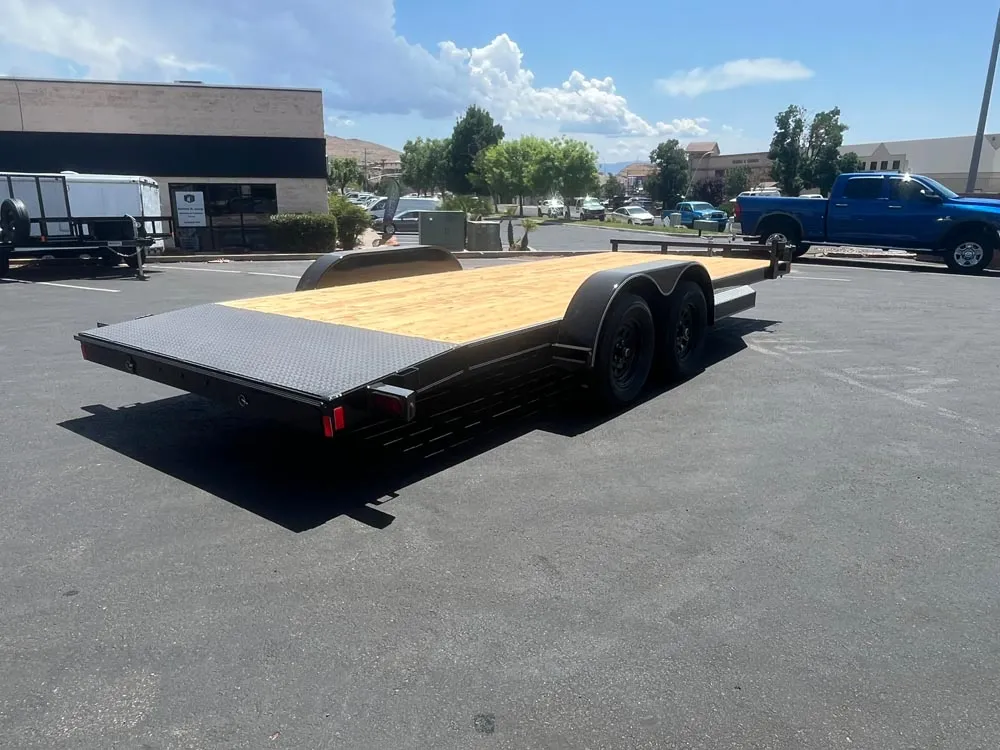7 x 20 Innovative Flat Bed Trailer 7K Tandem Dovetail right rear