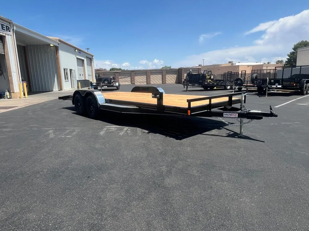 7 x 20 Innovative Flat Bed Trailer 7K Tandem Dovetail right front