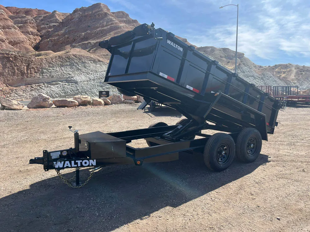 5 x 12 Walton Dump Trailer 10k Tandem Front Left Bed Lifted