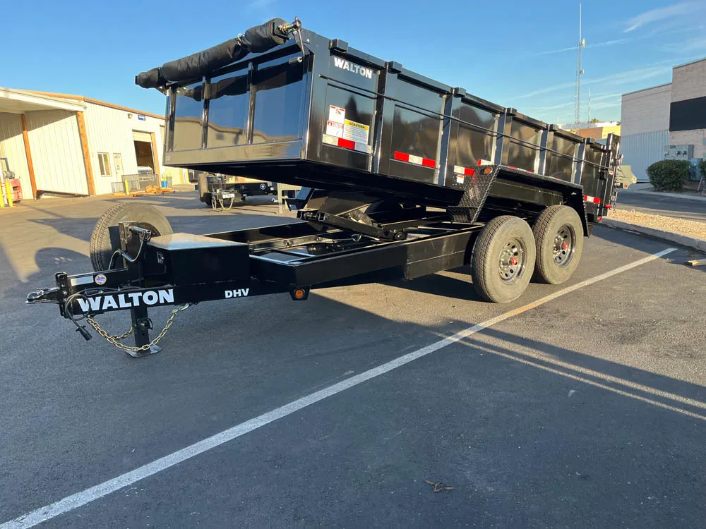 7 x 14 Walton Dump Trailer HD 15.5k left side lifted