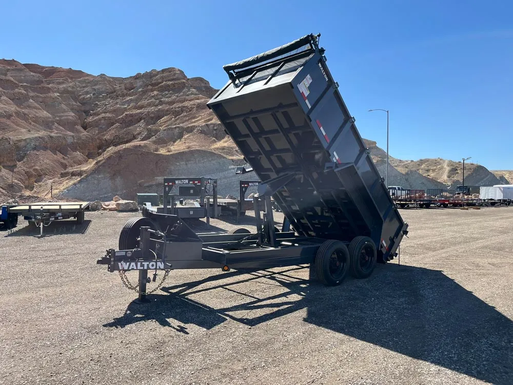 7 x 14 Walton Dump Trailer HD 16k Gray dump bed lifted