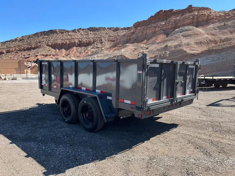 7 x 14 Walton Dump Trailer HD 16k Gray left rear
