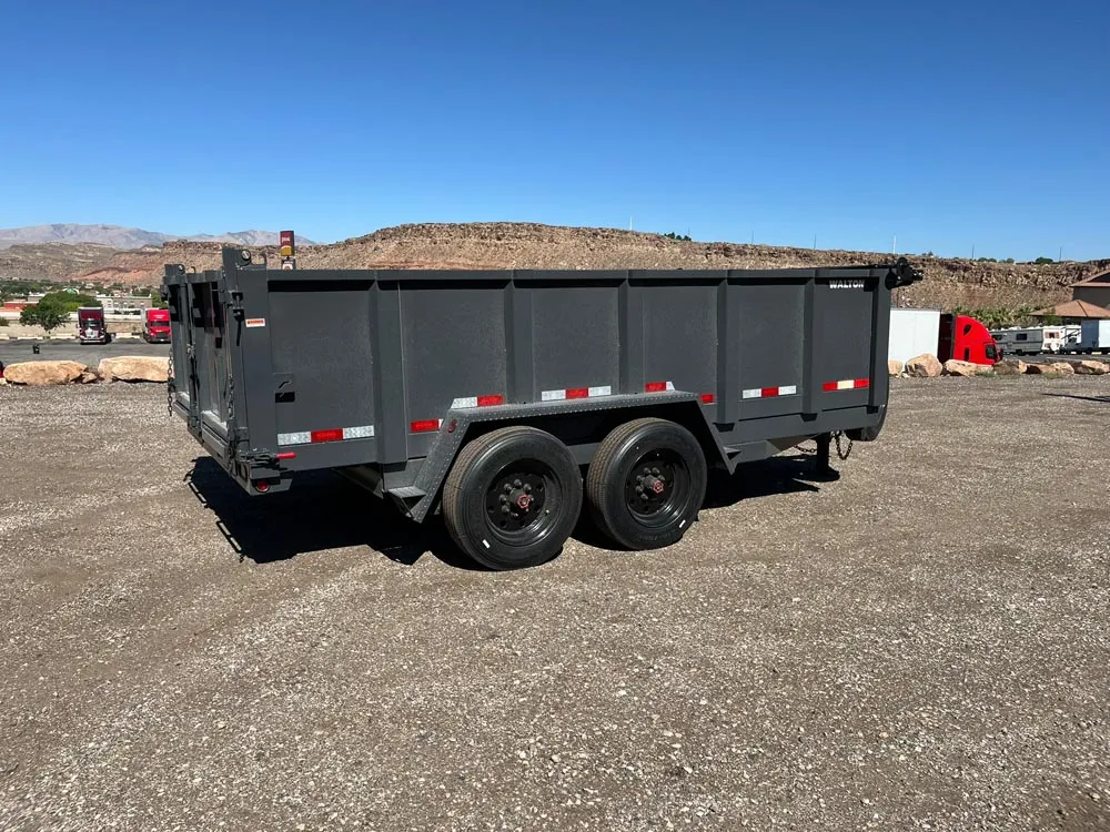 7 x 14 Walton Dump Trailer HD 16k Gray right rear