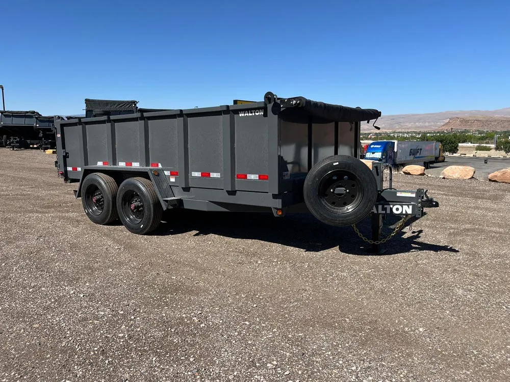 7 x 14 Walton Dump Trailer HD 16k Gray right front