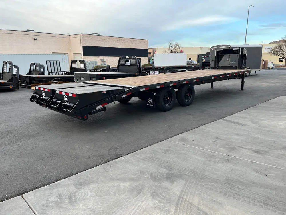 8.5 x 30 Walton Flat Bed Extreme Trailer Super Single Gooseneck Right Rear