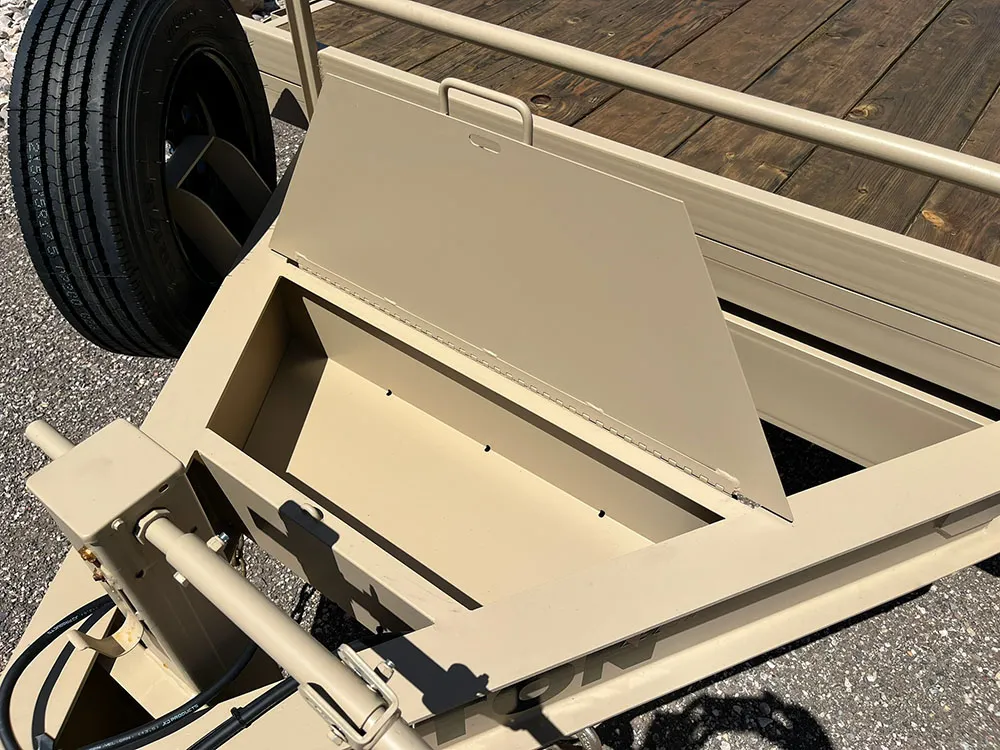 8.5 x 22 Walton Flat Bed HD Trailer Bumper Tan tongue storage box