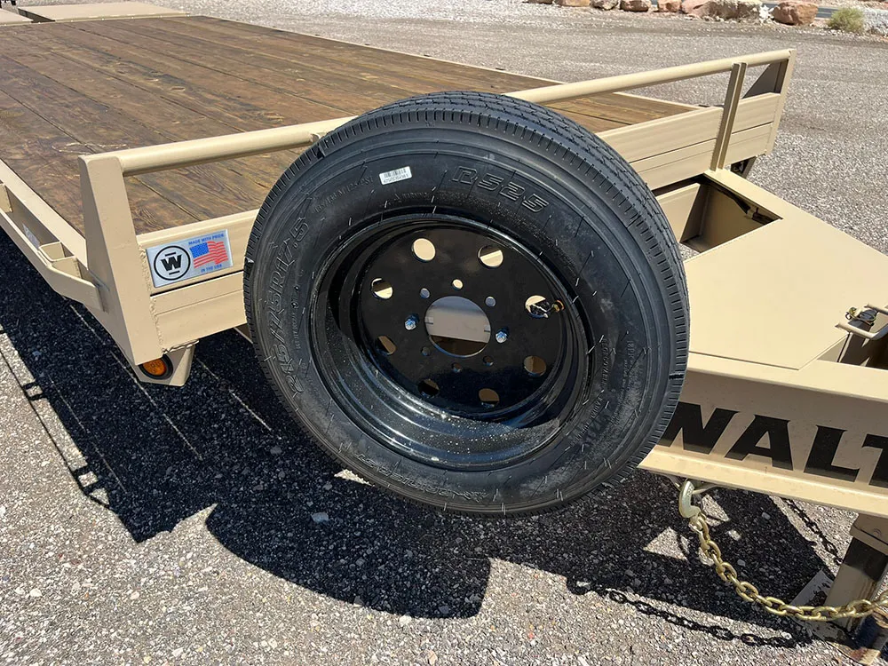 8.5 x 22 Walton Flat Bed HD Trailer Bumper Tan spare tire