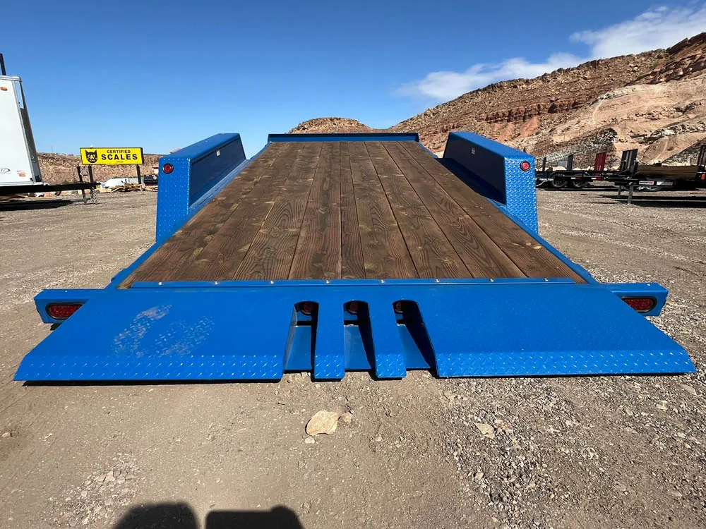 7 x 16 Walton Full Tilt Trailer Blue Rear Close Tilted