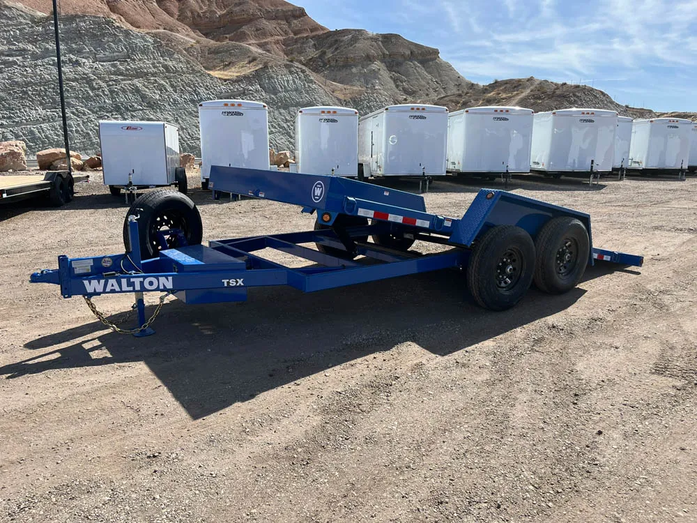 7 x 16 Walton Full Tilt Trailer Blue Left Side Tilted