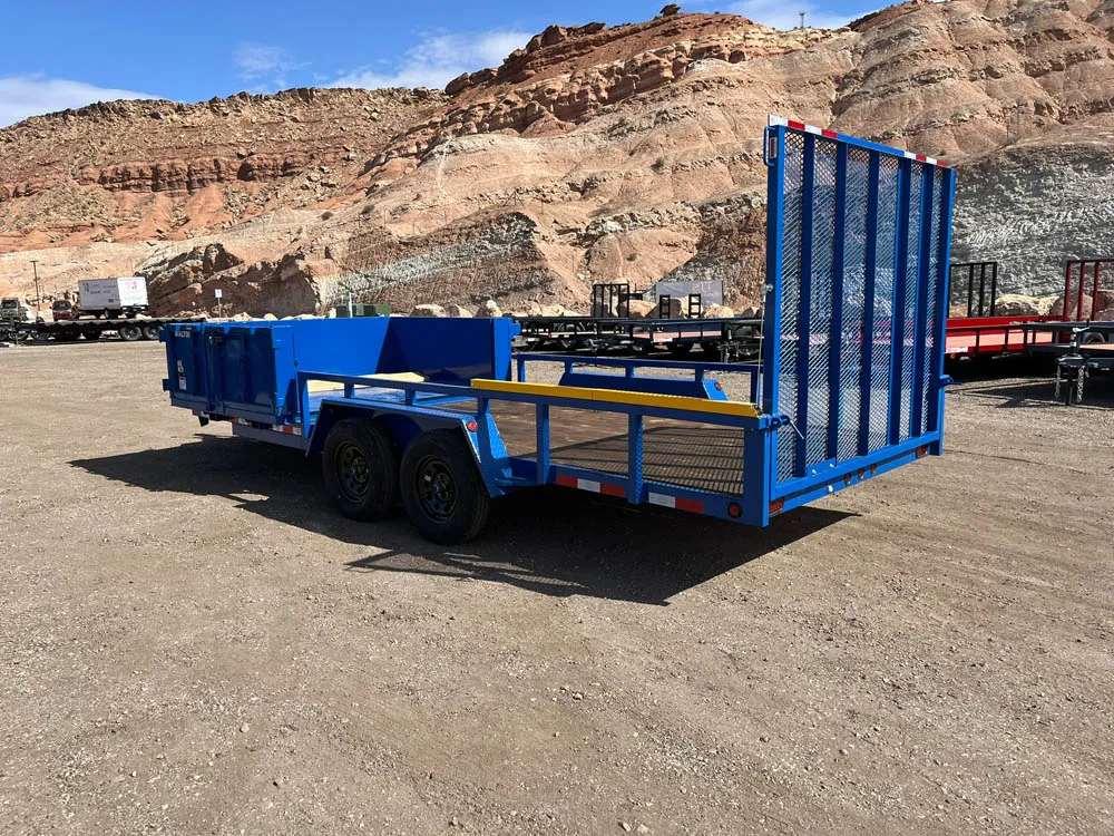 7 x 18 Walton MowPro Landscape Trailer Tandem Blue Back Left