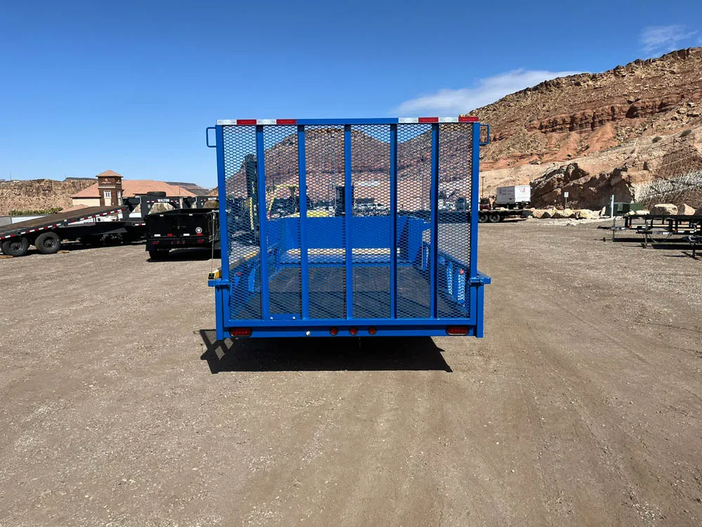 7 x 18 Walton MowPro Landscape Trailer Tandem Blue Rear