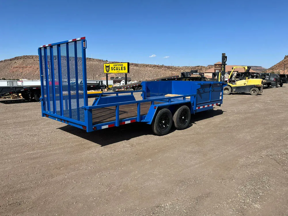 7 x 18 Walton MowPro Landscape Trailer Tandem Blue Back Right