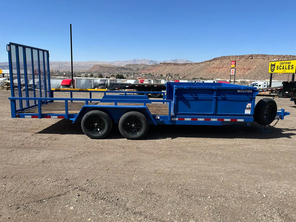 7 x 18 Walton MowPro Landscape Trailer Tandem Blue Right Side