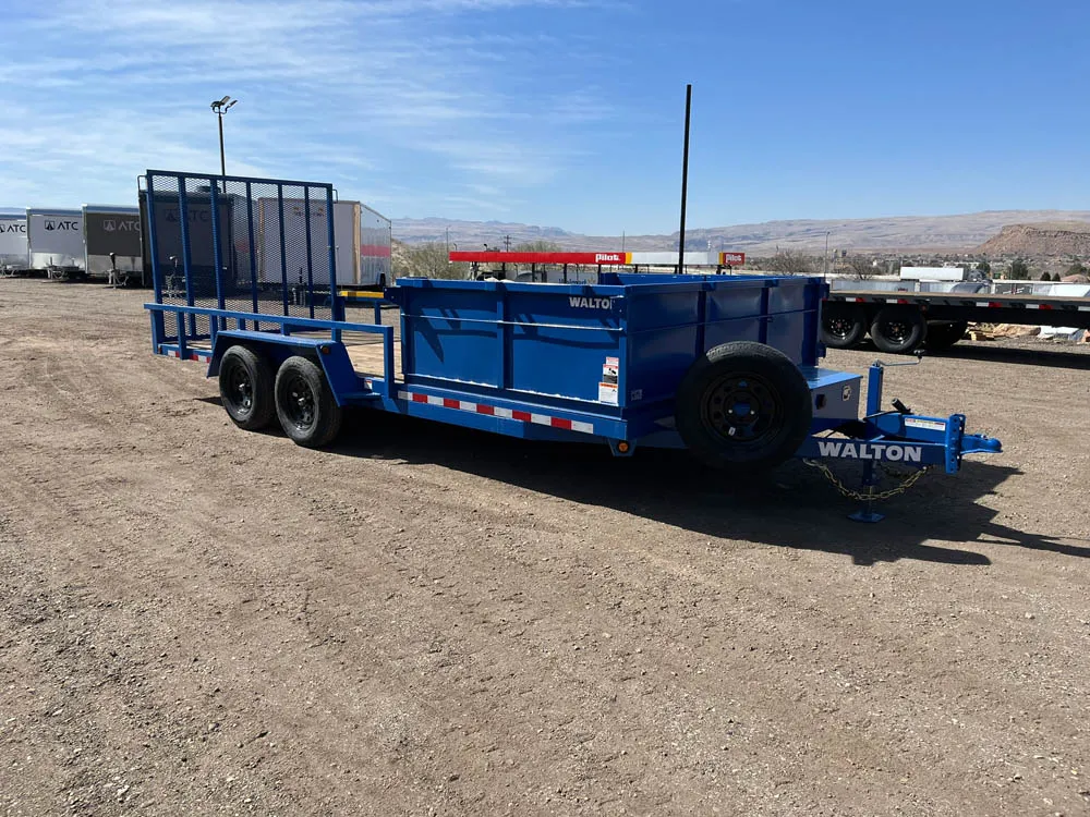 7 x 18 Walton MowPro Landscape Trailer Tandem Blue Front Right
