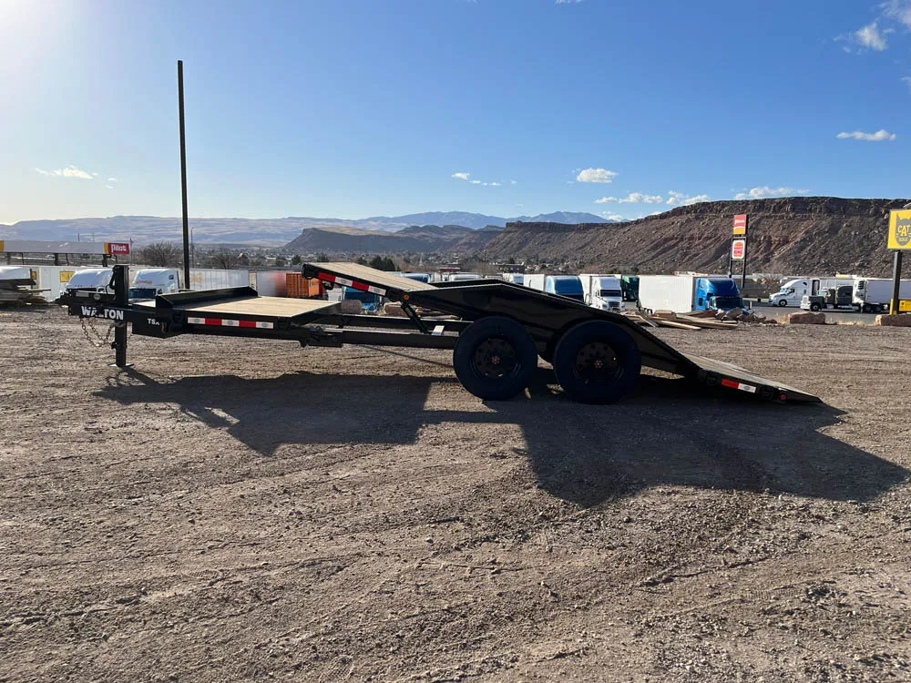 8.5 x 20 Walton Tilt Trailer Rock Crawler Package left side tilted